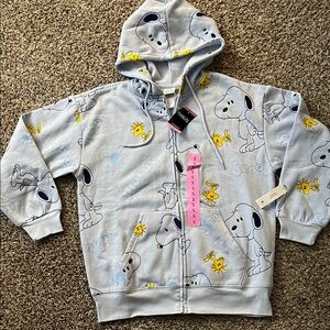 Women’s or Kids Hoodie - Light Blue and Yellow, Snoopy